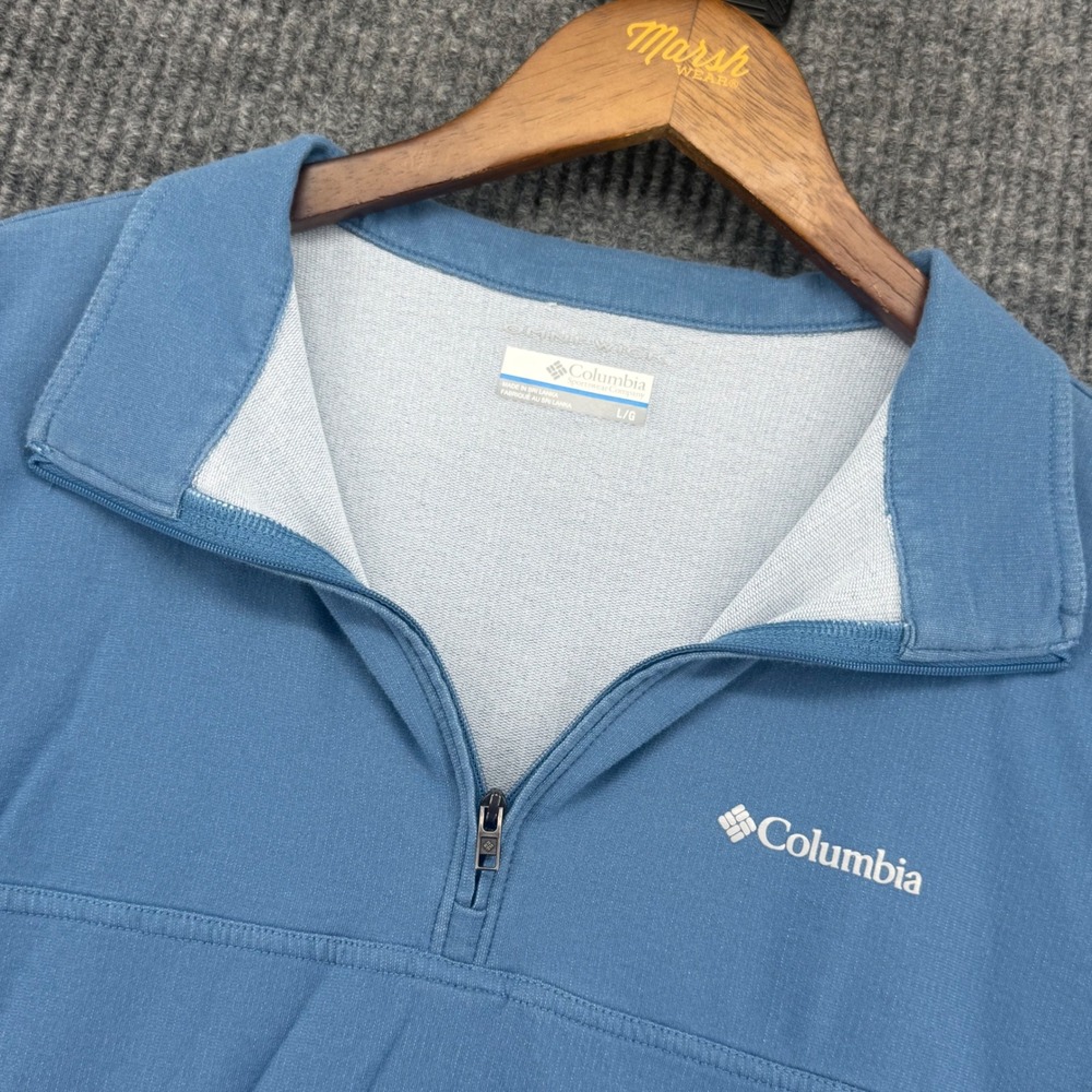 Columbia Quarter Zip Pullover Women Large Blue Excellent Omni-Wick Long Sleeve